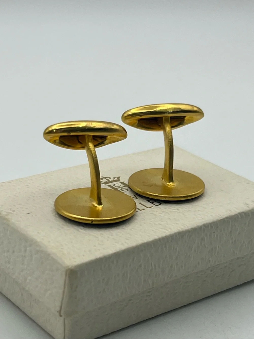 Sporrong Co Blue Enamel Swedish Emblem Cuff Links Cufflinks Crown gold tone